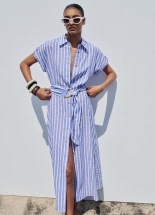 Смугаста сукня з льону zara
