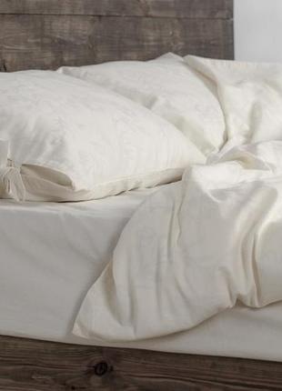 Комплект постельного белья двуспальный crema на завязках с натурального сатин 180х210 см4 фото