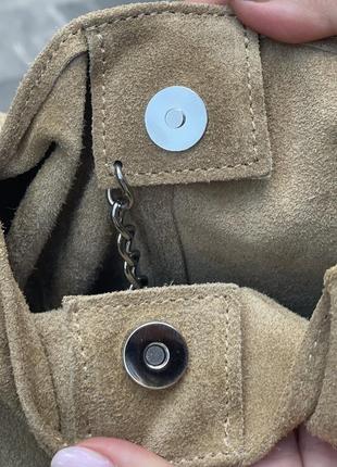 Замшевая темно-бежевая сумка шоппер monica, италия, цвета в ассортименте