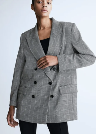 Жіночий оверсайз піджак жакет h&m шерстяний в клітинку eur 44