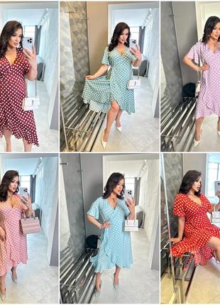 Літня красива сукня вільного крою на запах із софту розміри батал