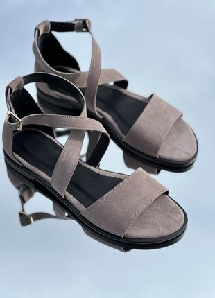 Жіночі замшеві босоніжки бежеві натуральна шкіра замша на замовлення 36-44р всі кольори