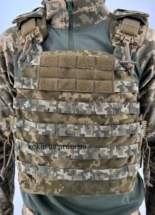 Плитоноска піксель зсу мм14 бронежилет cordura 1000d з карманами під бічний балістичний пакет