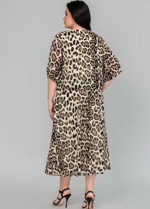 Плаття літнє шифонове на підкладці тваринний леопардовий принт5 фото