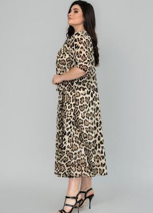 Плаття літнє шифонове на підкладці тваринний леопардовий принт4 фото