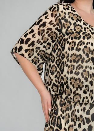Плаття літнє шифонове на підкладці тваринний леопардовий принт8 фото