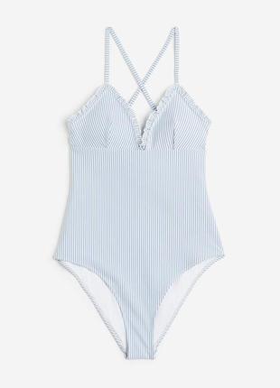Голубой слитный купальник h&m