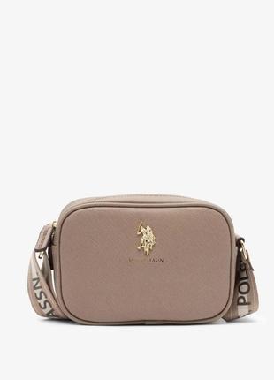 Оригінал розкішна зручна жіноча сумка кросбоді crossbody u.s.polo assn., сша, тауп