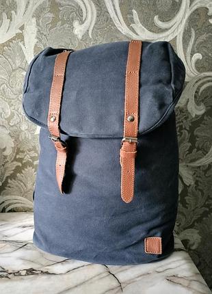 Большой дорожный рюкзак из канваса и натуральной кожи