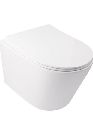 Унитаз подвесной qtap swan безободковый с сиденьем soft-close qt16335178w