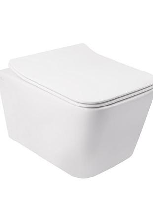 Унитаз подвесной qtap crow безободковый с сиденьем soft-close qt05335170w