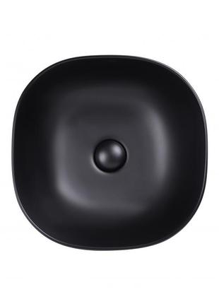 Раковина-чаша qtap kolibri 410x410x150 matt black з донним клапаном qt10112144mbmb