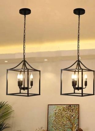 Люстра підвісна чорна металева на тросах, металева стельова, підвіс лофт, підвіска лофт