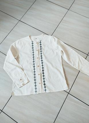 Льняная блуза рубашка с вышивкой folk