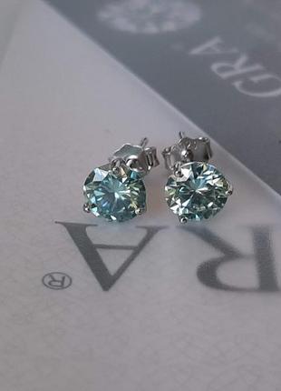 Сережки гвоздики муассаніт 6.5мм срібло 925