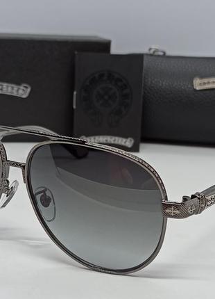 Chrome hearts очки мужские солнцезащитные капли серый градиент в темно сером металле