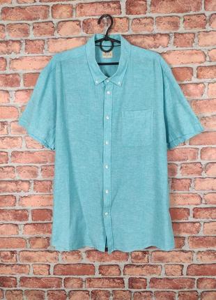 Льняная рубашка на короткий рукав летний лен acw 85 linen blend