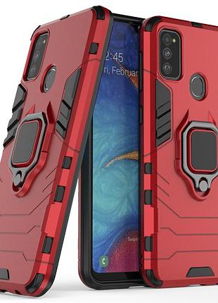 Чехол ring case для samsung galaxy m21 (m215) бронированный бампер с кольцом красный