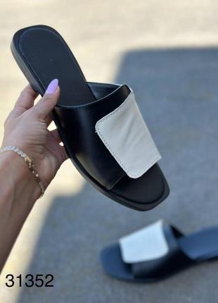 Шльопанці натуральна замша/шкіра код - 31350