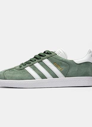 Чоловічі кросівки адідас газель / adidas gazelle junior dark green white
