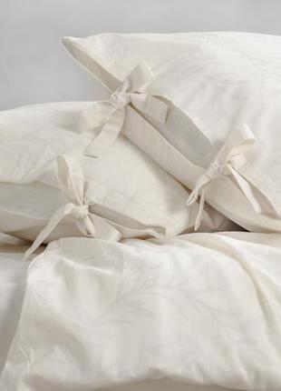 Комплект постельного белья семейный crema на завязках с натурального сатин 150х210 см 2 шт2 фото