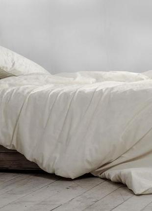 Комплект постельного белья семейный crema на завязках с натурального сатин 150х210 см 2 шт3 фото
