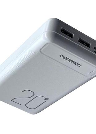 Power bank denmen dp10 20000 mah портативна батарея повербанк 2хusb white