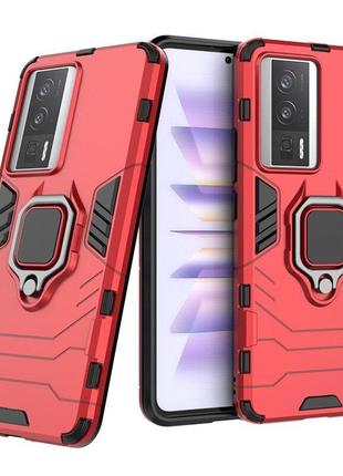 Чохол fiji ring для xiaomi redmi k60 / k60 pro броньований бампер з кільцем підставкою червоний