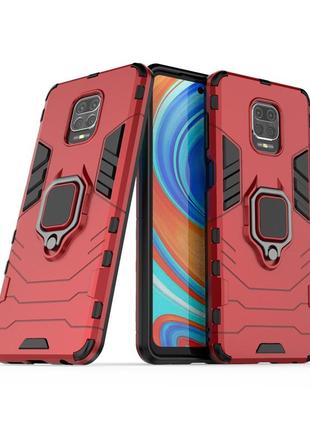 Чехол ring case для xiaomi redmi note 9 pro бронированный бампер с кольцом красный