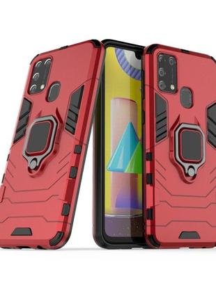 Чехол ring case для samsung galaxy m31 (m315) бронированный бампер с кольцом красный
