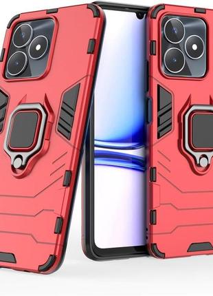 Чехол fiji ring для realme c51 (rmx3830) бронированный бампер с кольцом подставкой красный