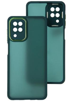 Чохол fiji lens для samsung galaxy m12 (m127) бампер матовий з захистом блока камер dark green