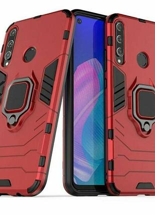 Чохол ring case для huawei p40 lite e броньований бампер з кільцем червоний