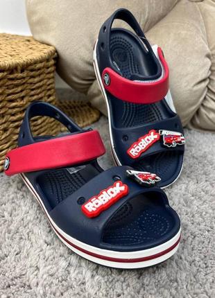 Детские сандалии crocs crocband sandal kids navy синие все размеры в наличии джибитсы1 фото