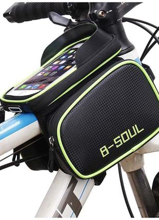 Велосипедная сумка b-soul с отделением для телефона на раму green