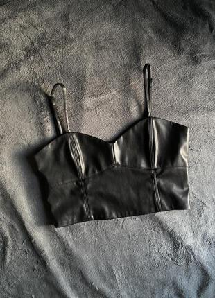 Zara топ шкіряний кожа корсет