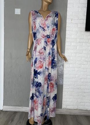 Длинное платье макси в цветочный принт очень большого размера батал yours, xxxl 62-64р