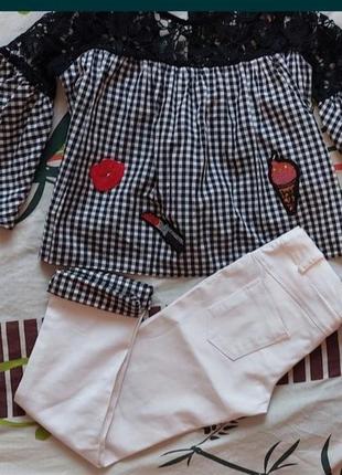 Коттоновый костюмчик для девочки 7-8 лет