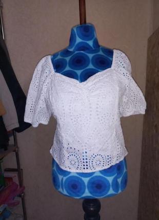 Шикарная крутая блузка блузка прошва шитья выбитая ришелье 50-52 размер h&amp;m