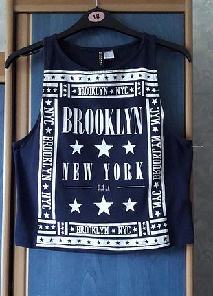 Стильная укороченная футболку, топ, 46-48, хлопок, эластан, h&m