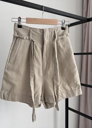 Льняные шорты с высокой посадкой h&m
