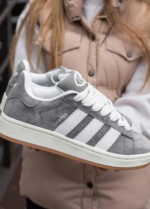 Женские кроссовки adidas campus grey white5 фото