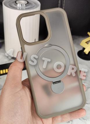 Чехол matt guard ring with magsafe на iphone 15 pro max с кольцом подставкой и магсейф titanium серый