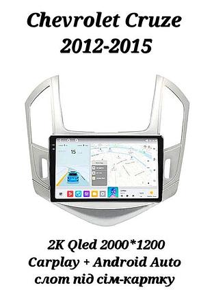 Магнитола 2k android chevrolet cruze 2012-2015 carplay 4g-lte gps wifi usb bluetooth dsp 2000*1200 12/256 8 ядер