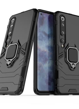 Чехол ring case для xiaomi mi 10 pro бронированный бампер с кольцом черный