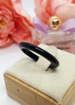 💍🖤 тонкое кольцо натуральный черный агат р.183 фото