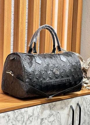 Сумка дорожня велика чорна philipp plein унісекс чоловіча жіноча філіпп-плейн