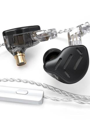 Наушники проводные kz zax гарнитура с микрофоном black мощные уши для смартфона