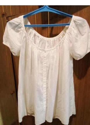 Белая натуральная блуза очень легкая как паутинка