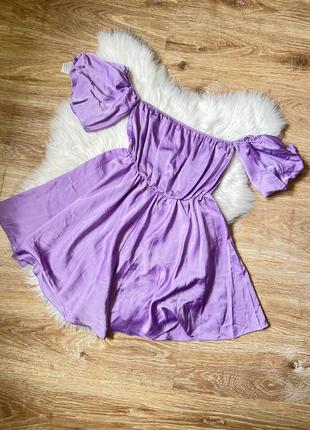 Стильний вишуканий ромпер комбінезон ліловий на плечі